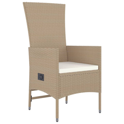 Matgrupp för trädgården med dynor 7 delar beige konstrotting