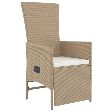 Matgrupp för trädgården med dynor 7 delar beige konstrotting