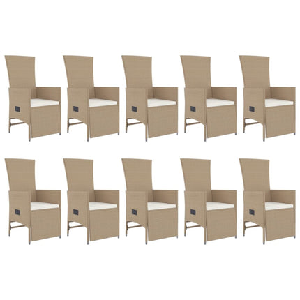 Matgrupp för trädgården med dynor 11 delar beige konstrotting