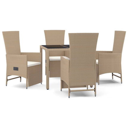 Matgrupp för trädgården med dynor 5 delar beige konstrotting