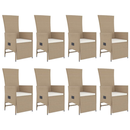 Matgrupp för trädgården med dynor 9 delar beige konstrotting