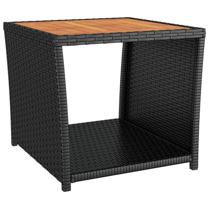 Loungegrupp 3 delar svart konstrotting & massiv akacia