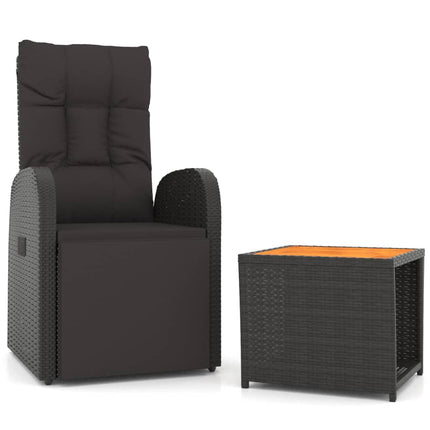 Loungegrupp för trädgården 2 delar svart konstrotting&akacia