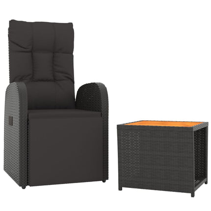 Loungegrupp för trädgården 2 delar svart konstrotting&akacia