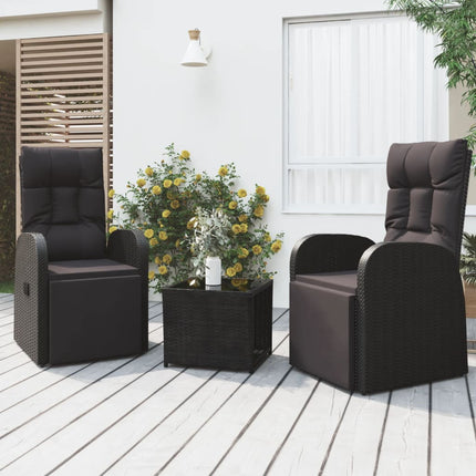 Loungegrupp för trädgården 3 delar svart konstrotting&stål