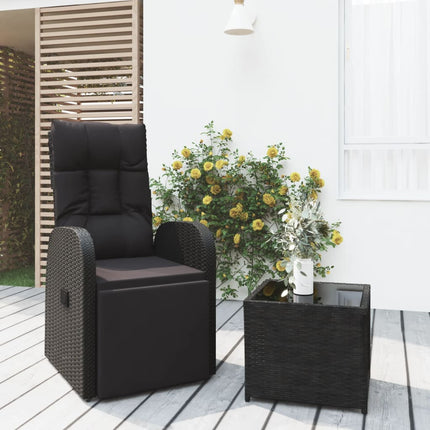 Loungegrupp för trädgården 2 delar svart konstrotting&stål