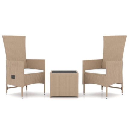 Loungegrupp för trädgården 3 delar beige konstrotting&stål