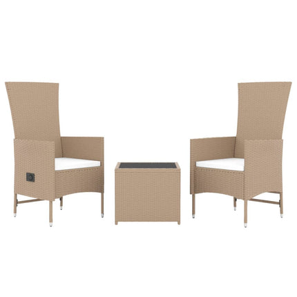 Loungegrupp för trädgården 3 delar beige konstrotting&stål