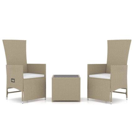 Loungegrupp för trädgården 3 delar beige konstrotting&stål