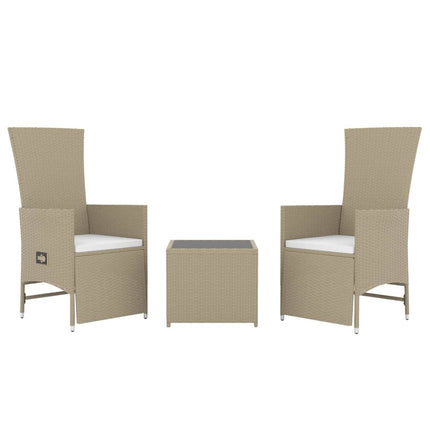 Loungegrupp för trädgården 3 delar beige konstrotting&stål