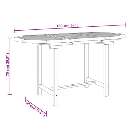 Utdragbart trädgårdsbord 110-160x80x75 cm massiv teak