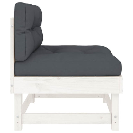 Mittensoffa med dynor vit massiv furu