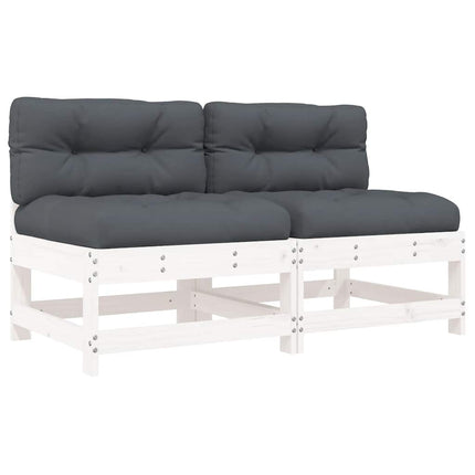 Mittensoffor med dynor 2 st vit massiv furu