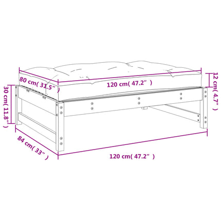 Fotpall för trädgården honungsbrun 120x80 cm massiv furu