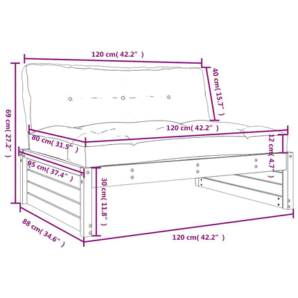 Mittensoffa svart 120x80 cm massiv furu