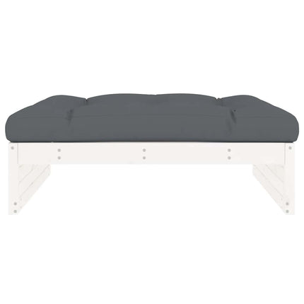 Fotpall för trädgården vit 120x80 cm massiv furu