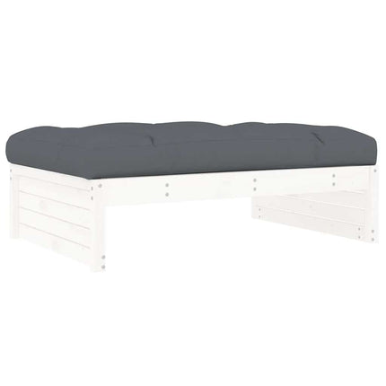Fotpall för trädgården vit 120x80 cm massiv furu