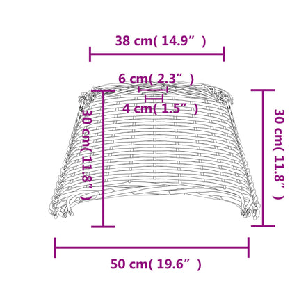 Taklampskärm vit Ø50x30 cm korgmaterial