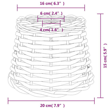 Taklampskärm brun Ø20x15 cm korgmaterial