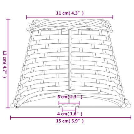 Lampskärm vit Ø15x12 cm korgmaterial