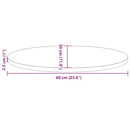 Bordsskiva vit 60x30x2,5 cm oval massiv furu