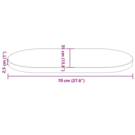 Bordsskiva vit 70x35x2,5 cm oval massiv furu