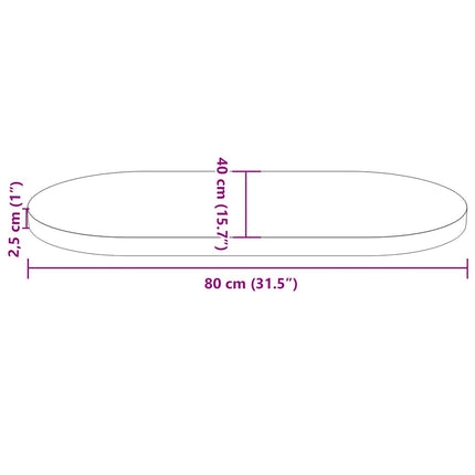 Bordsskiva vit 80x40x2,5 cm oval massiv furu
