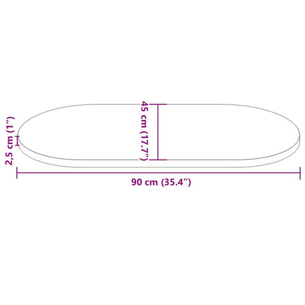 Bordsskiva 90x45x2,5 cm massivt trä furu oval