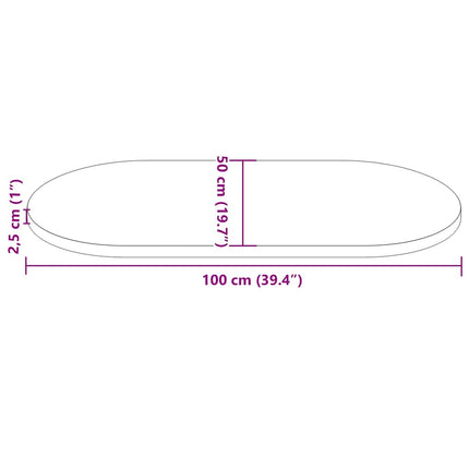 Bordsskiva 100x50x2,5 cm massivt trä furu oval