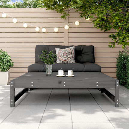 Fotpall för trädgården grå 120x80 cm massiv furu