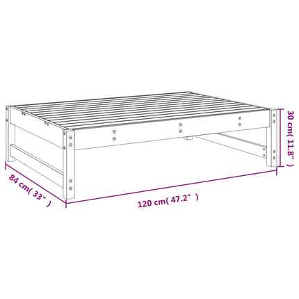 Fotpall för trädgården svart 120x80 cm massiv furu