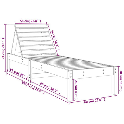 Solsängar 2 st vit 199,5x60x74 cm massiv furu