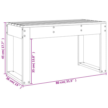 Trädgårdsbänk vit 80x38x45 cm massiv furu