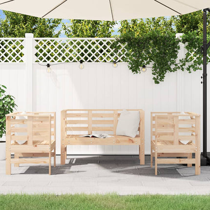 Loungegrupp 3 delar massiv furu