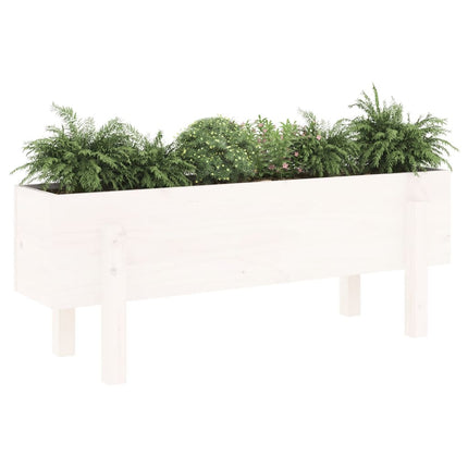 Odlingslåda på ben 101x30x38 cm vit massiv furu