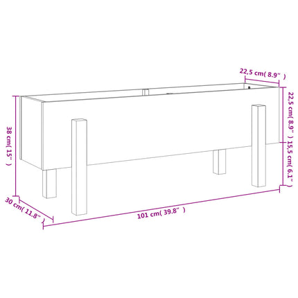 Odlingslåda på ben 101x30x38 cm massivt douglasträ