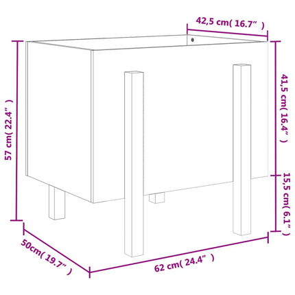 Odlingslåda 62x50x57 cm grå massiv furu