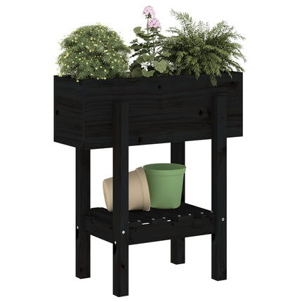 Odlingslåda 62x30x69 cm svart massiv furu