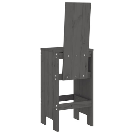 Barstolar 2 st grå 40x42x120 cm massiv furu