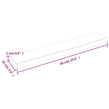Hyllplan 60x10x2 cm obehandlad massiv ek