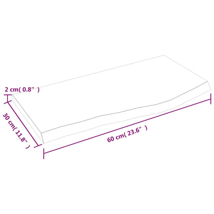 Hyllplan 60x30x2 cm obehandlad massiv ek