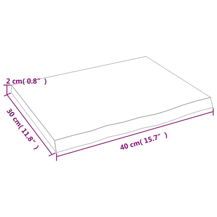 Bordsskiva ljusbrun 40x30x2 cm behandlad massiv ek