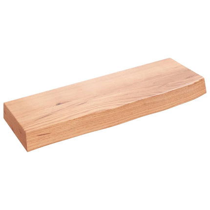 Vägghylla ljusbrun 60x20x6 cm behandlad massiv ek