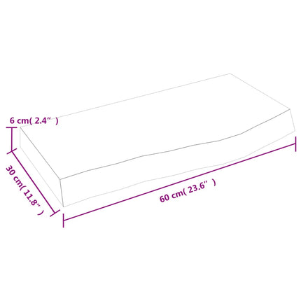 Vägghylla ljusbrun 60x30x(2-6) cm behandlad massiv ek
