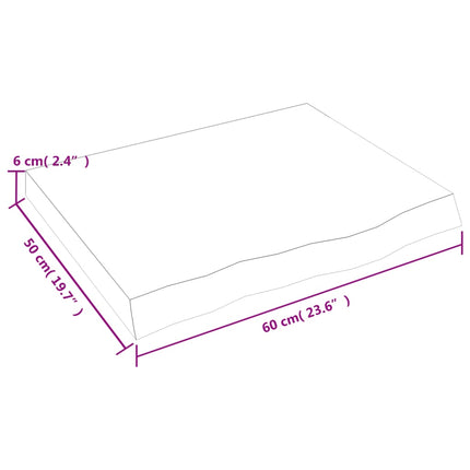 Vägghylla ljusbrun 60x50x(2-6) cm behandlad massiv ek