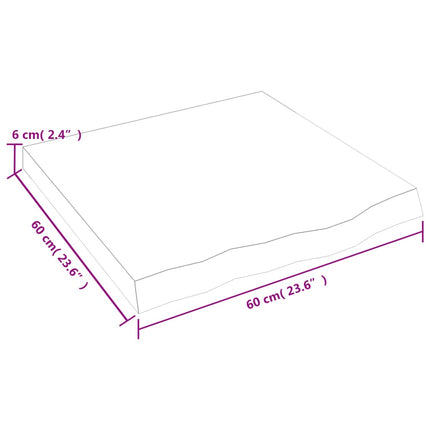 Vägghylla ljusbrun 60x60x(2-6) cm behandlad massiv ek