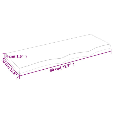 Vägghylla ljusbrun 80x30x(2-4) cm behandlad massiv ek