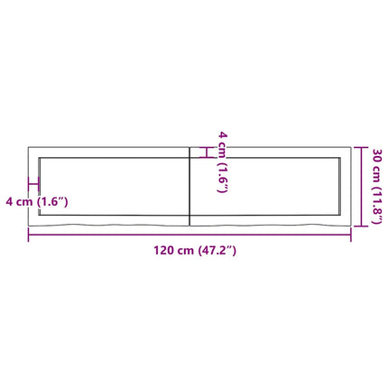 Vägghylla ljusbrun 120x30x(2-4) cm behandlad massiv ek