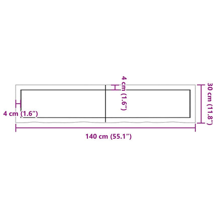 Vägghylla ljusbrun 140x30x(2-4) cm behandlad massiv ek