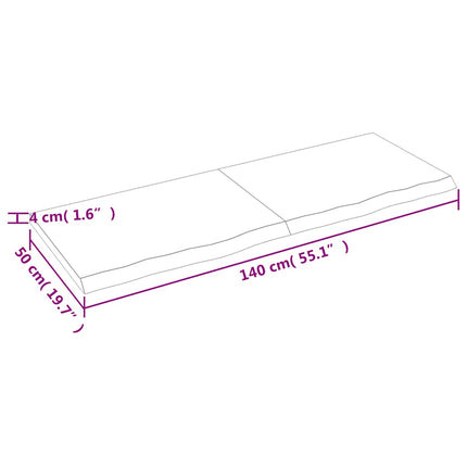 Vägghylla ljusbrun 140x50x(2-4) cm behandlad massiv ek